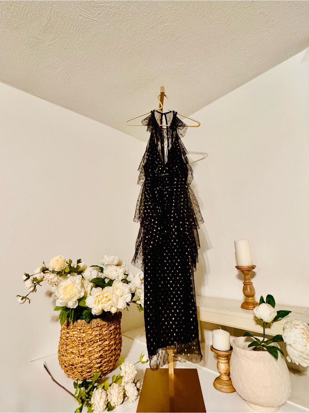 Alice McCall Black Dress with Gold Dot Accents